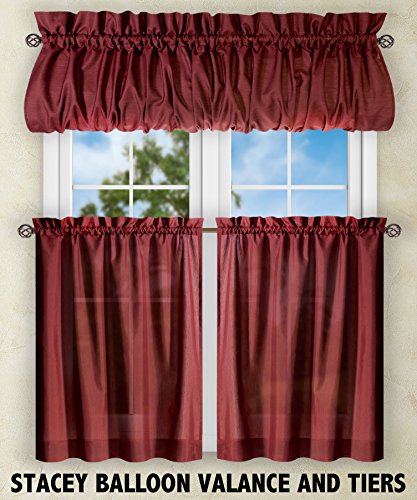 Ellis Curtain Stacey 54-by-13 Inch Ruffled Filler Valance (Merlot) - color: Merlot