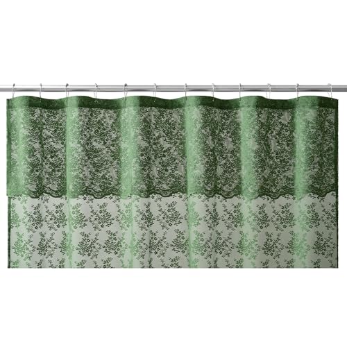 TUDECO Green Stall Shower Curtain with Attached Valance, 36'' x 72'' - color: Green, size: 36"W x 72"L (Pack of 1)