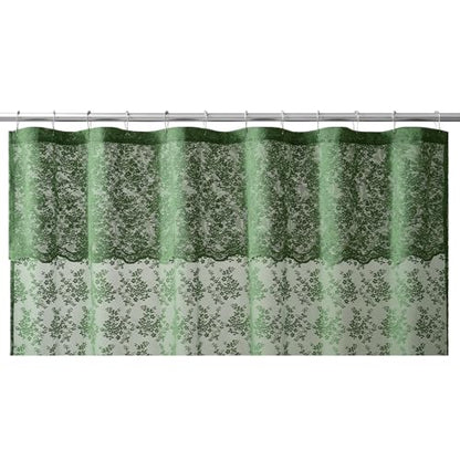 TUDECO Green Stall Shower Curtain with Attached Valance, 36'' x 72'' - color: Green, size: 36"W x 72"L (Pack of 1)