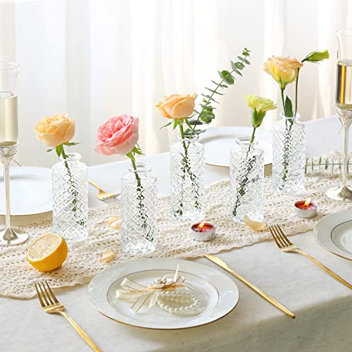 ComSaf Small Glass Bud Vases in Bulk, 6 Pack for Centerpieces, Clear - color: Clear, size: 6 Pcs