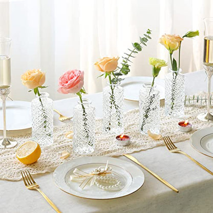 ComSaf Small Glass Bud Vases in Bulk, 6 Pack for Centerpieces, Clear - color: Clear, size: 6 Pcs