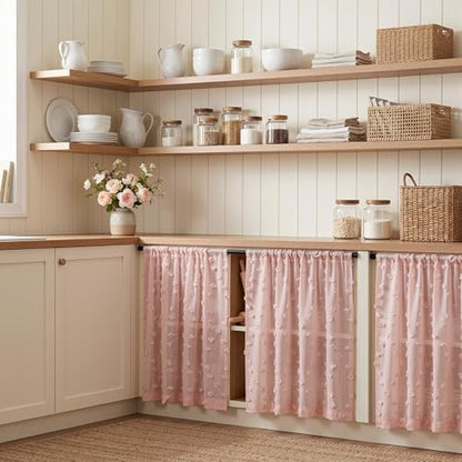MYSKY HOME Pink Sheer Curtains 36 inch Length for Small Window,2 Panels - color: 1-dusty Pink, size: 26"W x 36"L (Pack of 2)