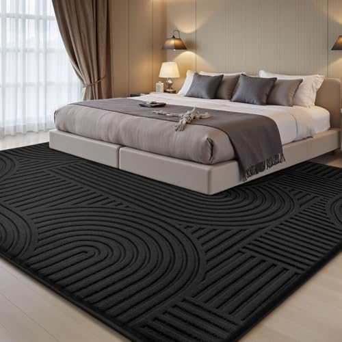 Sour Lemon 8x10 Area Rugs for Living Room Bedroom, Black Rug Large Carpet - color: Black, size: 8' x 10' (Rectangular)