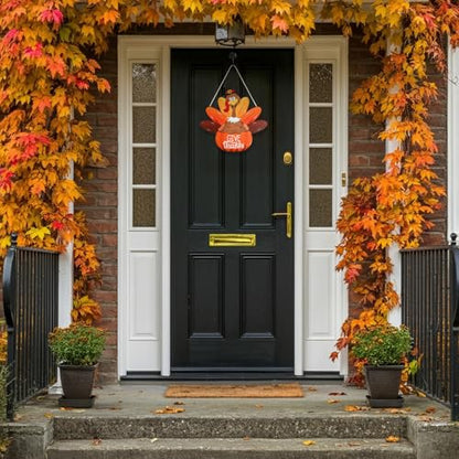 Wood Wreath for Front Door Porch Window Wall Hanging Decor (Thanksgiving) - style: Thanksgiving