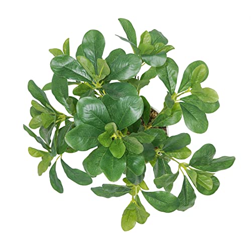Artificial Potted Plant Leaves, 16.9" Artificial Shrubs Plants Arrangements Fake Eucalyptus Leaves with Vase Faux Greenery Leaf for Home Garden Table Centrepieces Indoor Décor