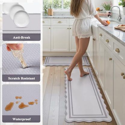 KIMODE Anti Fatigue Kitchen Mats, Light Grey Kitchen Rugs 17"x47"+17"x29" - color: Light Grey, size: 17.3" x 47"+17.3" x 29"--0.47 inches
