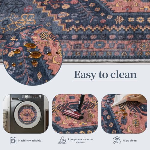 Ciicool 2x3ft Small Area Rug,Washable Boho Thin Mat for Entryway Kitchen - color: Navy/Multi, size: 2' X 3' (Rectangular)