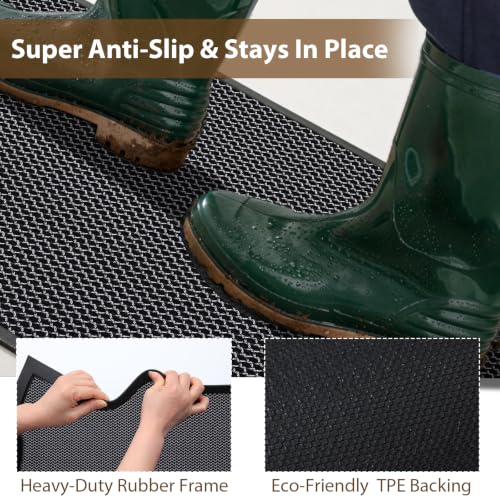 Front Door Mat Outside Entrance Entry Welcome Mat 17"x30" Gray - color: Grey, size: 17"x30"