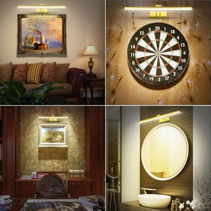 HEAGEERO Picture Lights for Wall,13in Gallery Light,5000mAh Art Light - color: Brass-13"