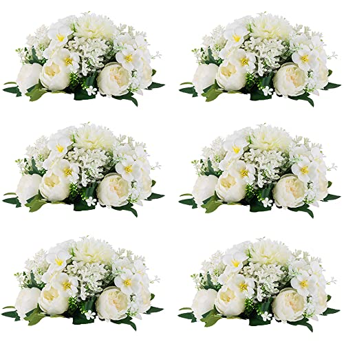Flower Balls Centerpieces for Tables: White Silk Rose, 6Pcs - color: White, size: 6 PCS