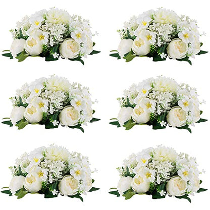 Flower Balls Centerpieces for Tables: White Silk Rose, 6Pcs - color: White, size: 6 PCS