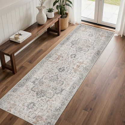 BESBLEE 2'6"x8' Washable Runner Rug Non Slip for Hallway, Light Taupe Brown - color: Light Taupe Brown, size: 2'6" x 8' (Runner)