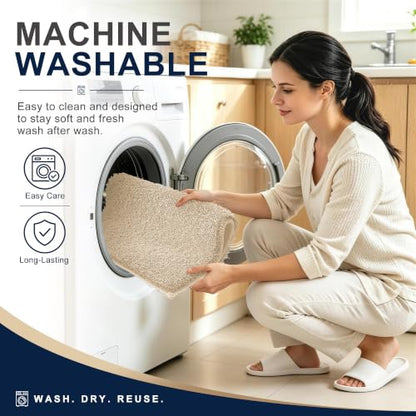 OLANLY Microfiber Large Bathroom Rugs 44x32, Soft Absorbent Bath Mat, Sand - color: Sand, size: 44" X 32"