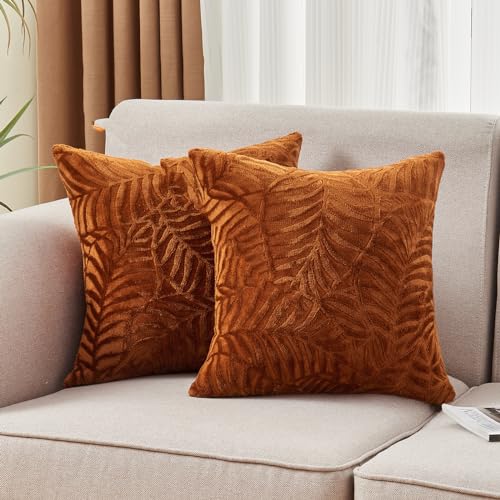 SOCHOW Fall Decorative Throw Pillow Covers 18x18 Inches Set of 2, Caramel - color: Caramel, size: 18" x 18" (Pack of 2)