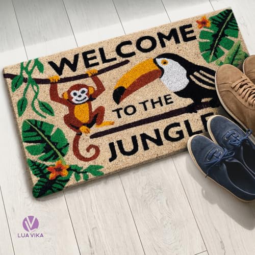 Coir Door Mats Outdoor, Welcome to the Jungle, 16 x 27,5 in - color: Welcome to the Jungle