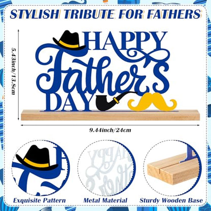 Roowest Metal Happy Father's Day Table Decor Sign with Wooden Base - style: Father's Day