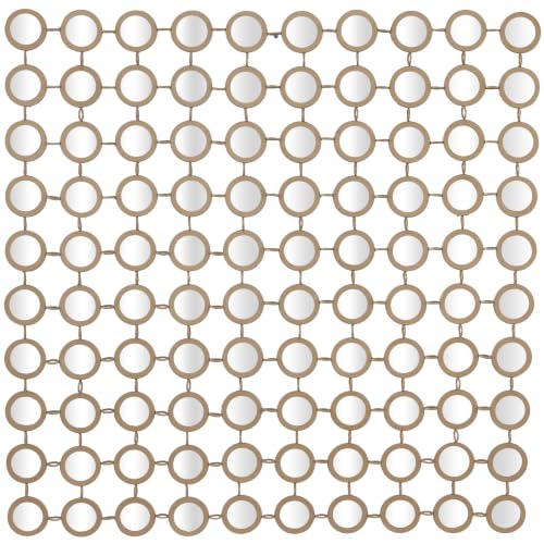 Deco 79 Metal Geometric Room Wall Mirror Entryway Mirror with Grid Pattern, Wall Mounted Mirror 40" x 2" x 40", Gold, 39 by 39"