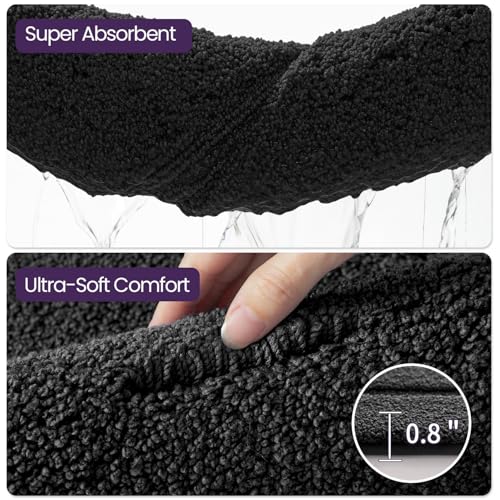 DEXI Bath Mat 36x24, Soft Absorbent Bathroom Rugs Non Slip, Black - color: Black, size: 36" X 24" (Rectangular)