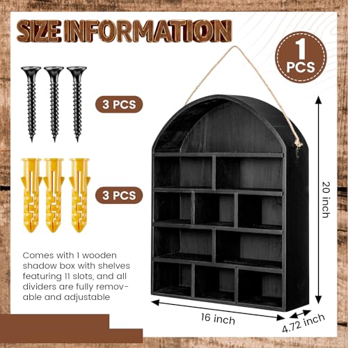 Cinnvoice 16x20 Arch Shadow Box Wall Mounted Display Shelf Cubby 4.7,Black - color: Black