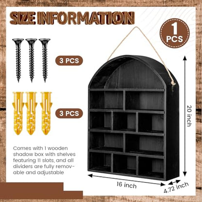 Cinnvoice 16x20 Arch Shadow Box Wall Mounted Display Shelf Cubby 4.7,Black - color: Black