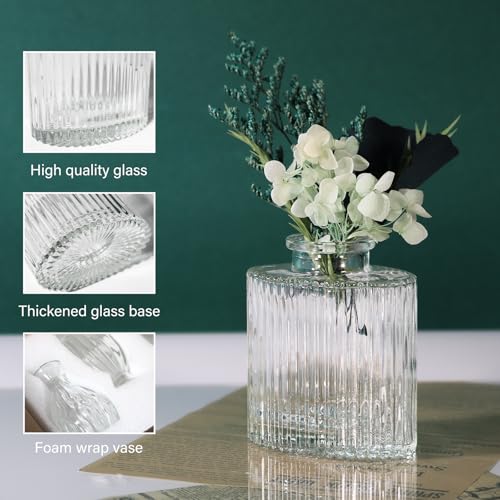 Glass Bud Vases, 4 Pcs Small Flower Vase for Party Table Mini Decorations