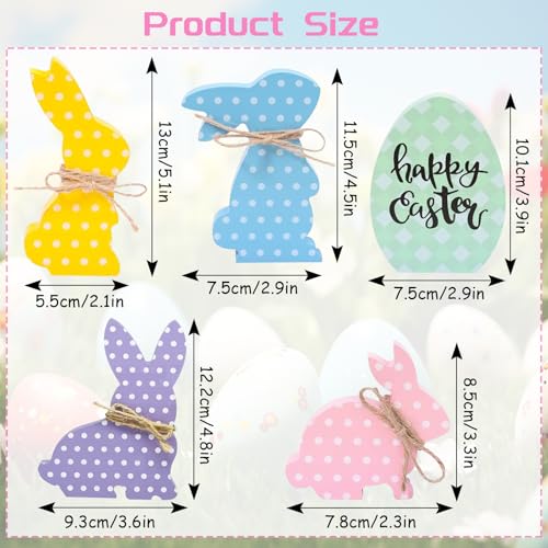 7Pcs Easter Decorations for Home - Wooden Bunny Eggs Tiered Tray Decor - Spring Easter Table Centerpieces Signs for Indoor Mantel Office - style: 7 PCS Bunny Egg