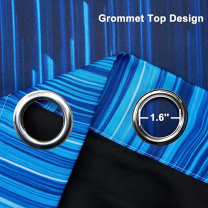 Navy Blue Blackout Curtains for Bedroom, Ombre Blackout Curtains 63 Inch Length 2 Panels Set, Thermal Insulated Room Darkening Drapes with Grommet Top, 42W x 63L - color: 04 Blue, size: 42"W x 63"L (Pack of 2)