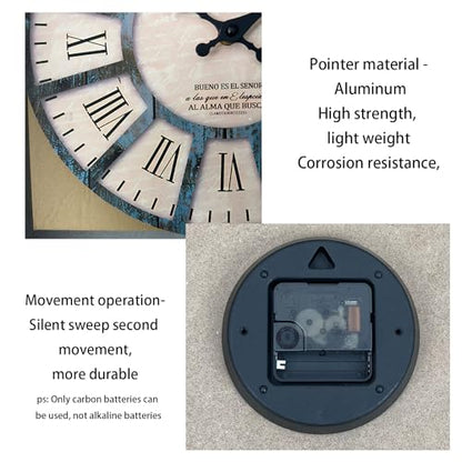 Farmhouse Wood Silent Wall Clocks Battery Operated 20 Inch - color: Blue1, size: 20 Inch