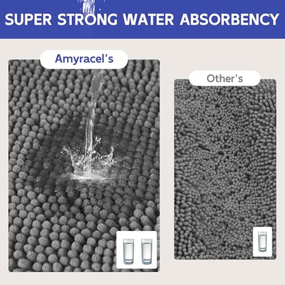 Amyracel Bathroom Rugs Mat 48x60, Thick Soft Quick Dry Absorbent - color: Grey, size: 48" x 60"