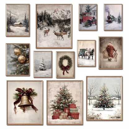 KBKBART 12pcs Christmas Wall Art Prints, Winter Holiday Canvas Art Prints - color: Christmast Prints Set