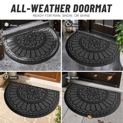 Mibao Half Round Door Mat, 47"x32", Grey, Non-Slip Welcome Entrance - color: Grey, size: 2'8" x 3'11" (Semicircular)