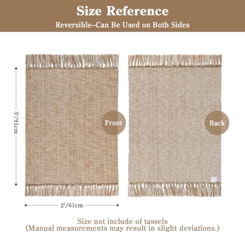 Collive Boho Small Bathroom Rug 2' x 3', Modern Farmhouse Rugs for Entryway - color: Tan/Cream, size: 2' x 3' (Rectangular)