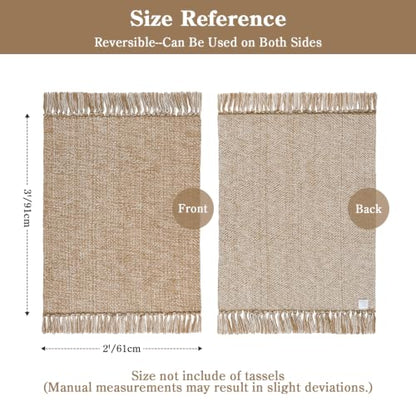 Collive Boho Small Bathroom Rug 2' x 3', Modern Farmhouse Rugs for Entryway - color: Tan/Cream, size: 2' x 3' (Rectangular)
