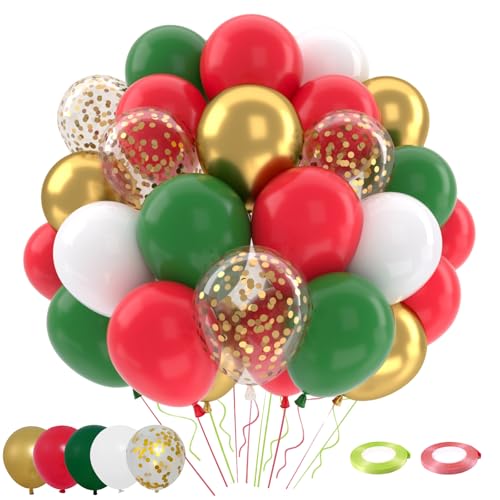 Patimate Red and Green Christmas Balloons Set 50 pcs 12 inch - color: Christmas