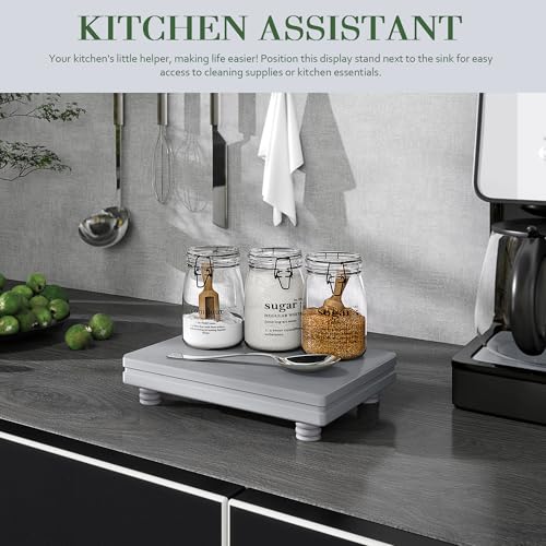 EOSAHR Wood Riser: Farmhouse Display Stand for Kitchen Counter, Gray - color: Gray