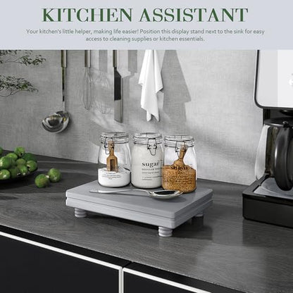 EOSAHR Wood Riser: Farmhouse Display Stand for Kitchen Counter, Gray - color: Gray