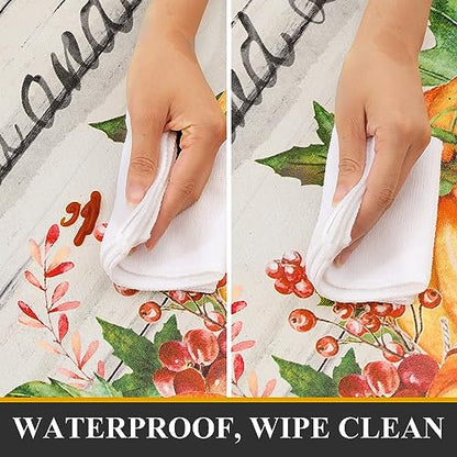 Pauwer Fall Pumpkin Kitchen Rugs Set of 2, Anti Fatigue Kitchen Mats - color: Grateful Blessed