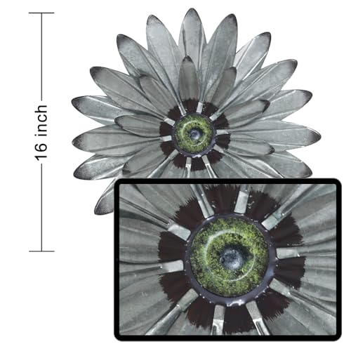 YEAHOME Metal Farmhouse Boho Wall Decor - 16'' Galvanized Wall Art Decorations Hanging for Bedroom, Living Room, Bathroom Office - color: 16"- Galvanized