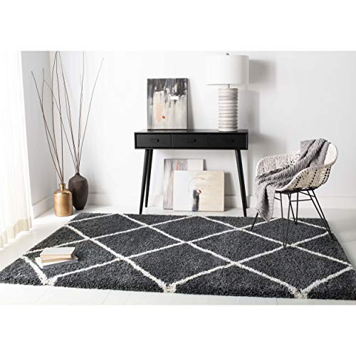 SAFAVIEH Hudson Shag Accent Rug 2x3, Plush Dark Grey & Ivory SGH281G - color: Dark Grey/Ivory, size: 2' x 3' (Rectangular)