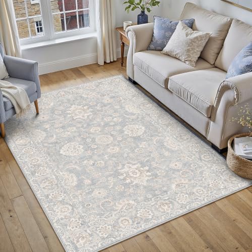 3x4 Blue Cream Neutral Area Rug - color: Blue, size: 3' x 4' (Rectangular)
