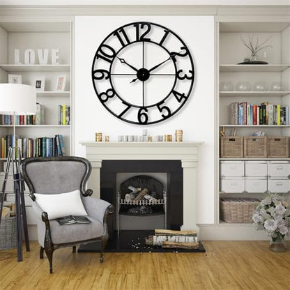 CLXEAST Oversized 30 Inch Wall Clock for Living Room, Arabic Numeral - color: Black Arabic Numeral, size: 30 Inch