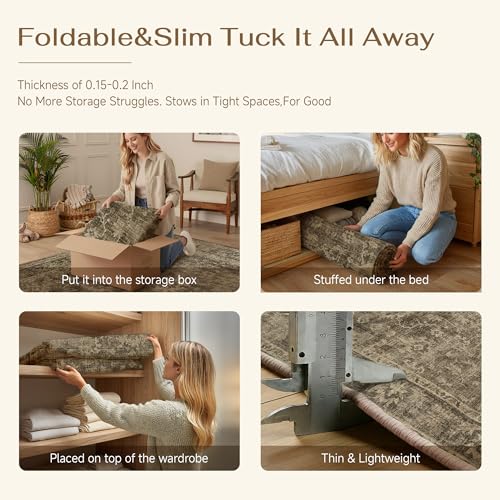 HUGEAR 2x3 Brown Retro Distressed Washable Area Rug for Entryway - color: A| Brown, size: 2' x 3' (Rectangular)