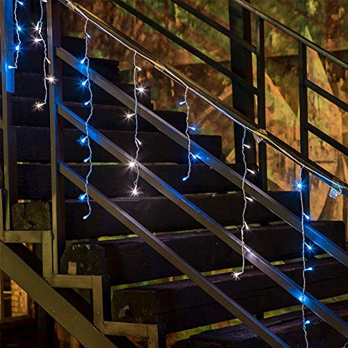 Christmas Icicle Lights Outdoor,300 LED 33FT Hanging String Lights - color: Blue White