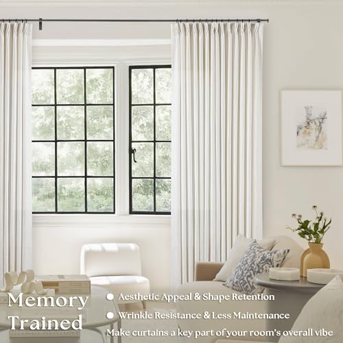 TWODRAPES Natural Pinch Pleated Linen Curtains 92 Inches Long 2 Panels Set - color: Natural, size: 40"W x 92"L (Pack of 2)