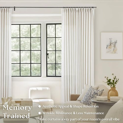TWODRAPES Natural Pinch Pleated Linen Curtains 92 Inches Long 2 Panels Set - color: Natural, size: 40"W x 92"L (Pack of 2)