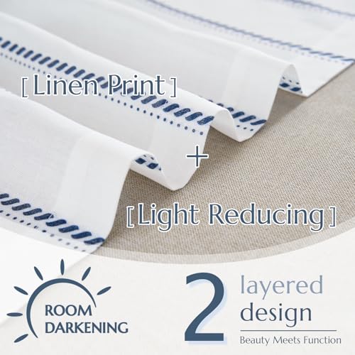 jinchan Stripe Linen Window Valance Curtain, 50x16, 1 Panel, Blue - color: Nautical Striped Blue on White, size: 50"W x 16"L (Pack of 1)