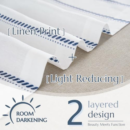 jinchan Stripe Linen Window Valance Curtain, 50x16, 1 Panel, Blue - color: Nautical Striped Blue on White, size: 50"W x 16"L (Pack of 1)