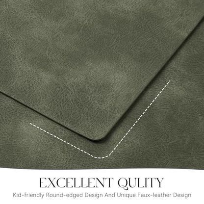MOSAYT Vinyl Faux Leather Placemats, Set of 6, Olive Green - color: Olive Green