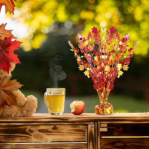 18 Pcs Fall Maple Leaves Centerpiece Metallic Foil Spray, Modern, Classic - color: Classic