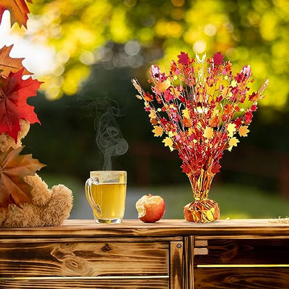 18 Pcs Fall Maple Leaves Centerpiece Metallic Foil Spray, Modern, Classic - color: Classic